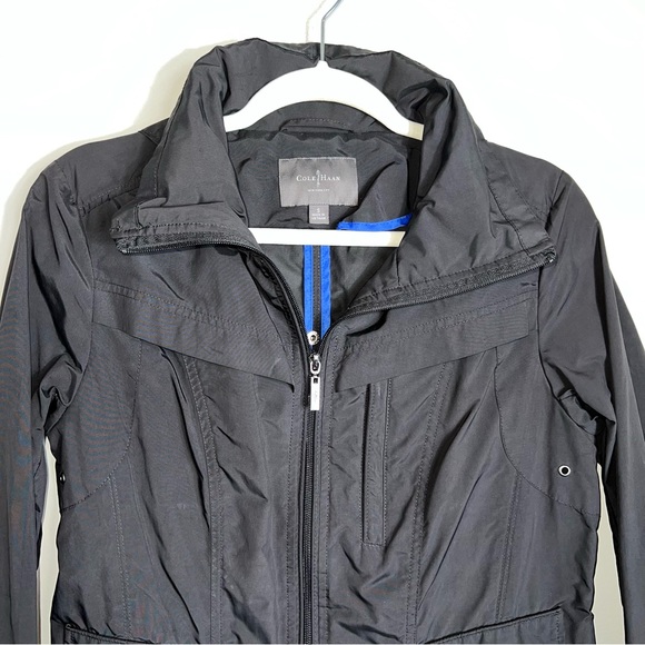 Cole Haan Women's Full Zip Lightweight Rain Jacket-Long Style-Black-Small - Picture 3 of 7